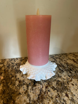 Ruffled Milk Glass  Bonbon Dish/Pillar Candle Holder/Trinket Dish