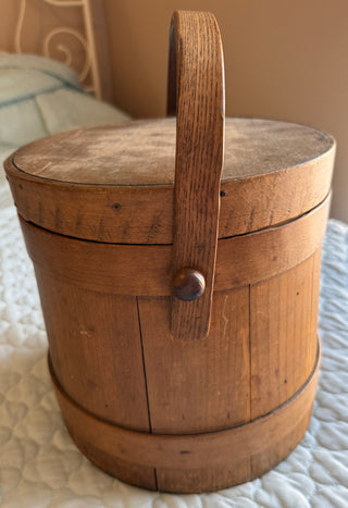 Antique Primitive Wooden Firkin Sugar Bucket