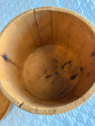 Antique Primitive Wooden Firkin Sugar Bucket