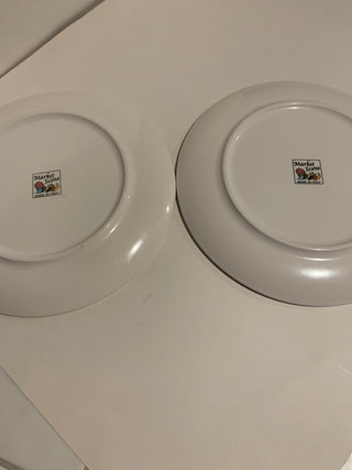 11" Market Scene plate set/2 Italy