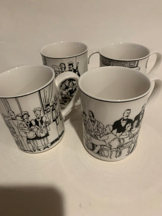 Vntg Noritake mug set/4 Blk/white