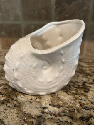 Vintage White Ceramic Nautilus Shell Planter/Vase