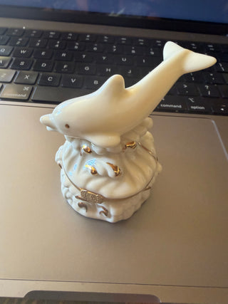 Lenox Treasures The Dolphin Splash trinket hinged box