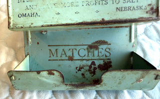 Antique Painted Metal Wall-Hanging Match Safe/Salt & Pepper Shakers