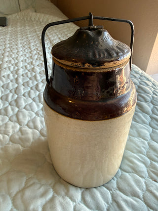 Antique 1890s Weir Stoneware Canning Jar with Lid