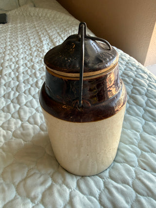 Antique 1890s Weir Stoneware Canning Jar with Lid