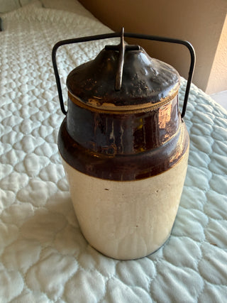 Antique 1890s Weir Stoneware Canning Jar with Lid