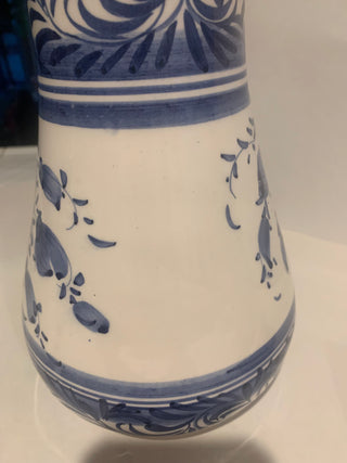 Vntg Pozzani water crock w/lid Blu/white
