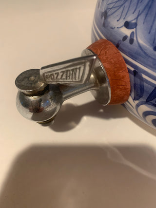 Vntg Pozzani water crock w/lid Blu/white