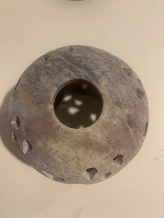 Vntg hand carved 3pce soapstone candleholder