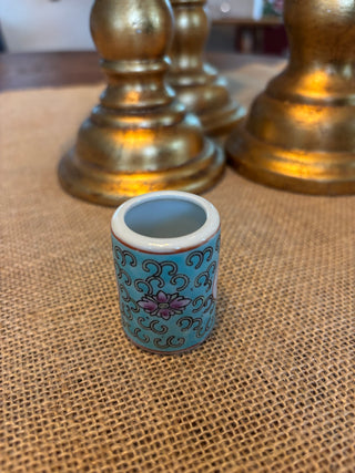 Pink Lotus Chinoiserie Toothpick Holder