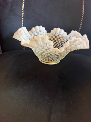 Fenton Glass Hobnail bowl with double ruffle