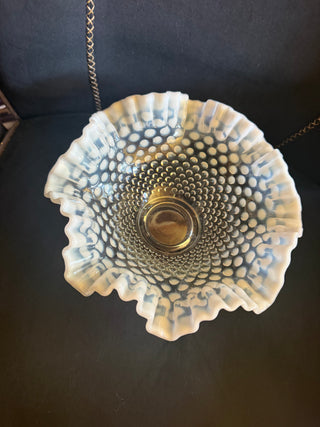 Fenton Glass Hobnail bowl with double ruffle
