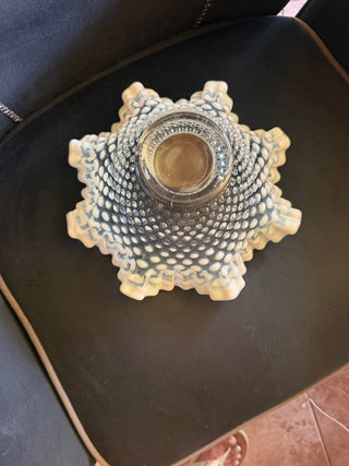Fenton Glass Hobnail bowl with double ruffle