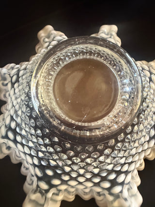 Fenton Glass Hobnail bowl with double ruffle