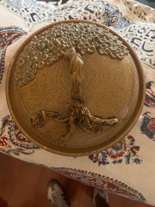 MJ94-Handmade Pottery Dish w/tree decor