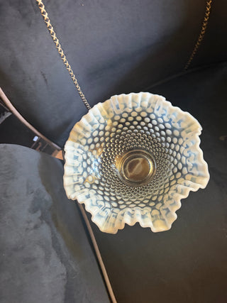 Fenton Glass Hobnail bowl with double ruffle