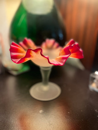 MJ94-Red opaque hand blown dish