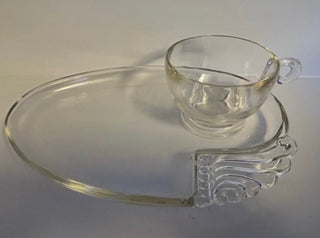 Vintage Luncheon Snack Plate and Cup, Set of 2, Art Deco    MTS