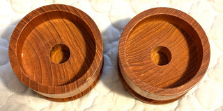 VTG Set of 2 MCM Turned Teak Wood Candle Holder