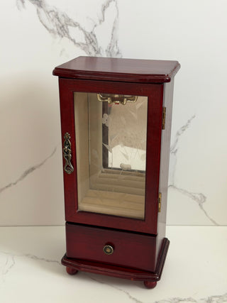 Vintage Tabletop Wood Jewelry Armoire