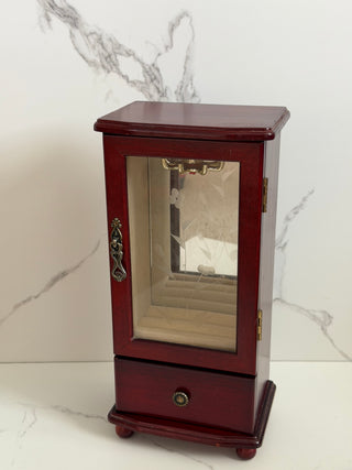 Vintage Tabletop Wood Jewelry Armoire