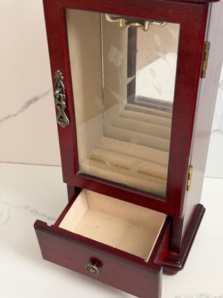 Vintage Tabletop Wood Jewelry Armoire