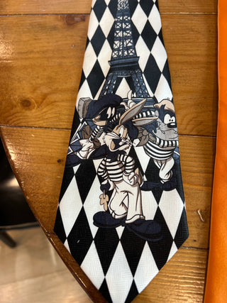 Vtg. Looney Toons B&W Eiffel Tower Tie