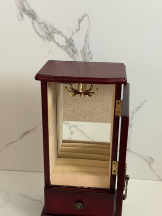 Vintage Tabletop Wood Jewelry Armoire