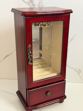 Vintage Tabletop Wood Jewelry Armoire