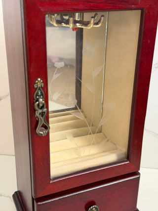 Vintage Tabletop Wood Jewelry Armoire