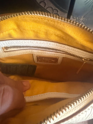 Ralph Lauren Gold Tag White Pebble Leather Adjustable Crossbody purse