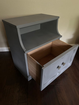 Vintage Nightstand/End Table, Granite Gray