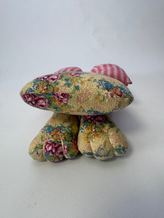 Floral Fabric Cat Shelf Sitter Pink Striped Bow Approx 7 Inch
