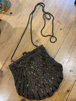 80s Copper Scallop Hand Beaded Purse