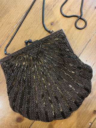 80s Copper Scallop Hand Beaded Purse