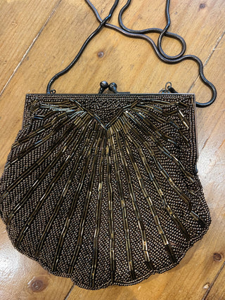 80s Copper Scallop Hand Beaded Purse