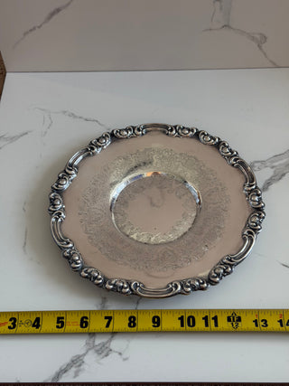 Vintage Sheffield Reproduction Silver-Plated Round Serving Tray