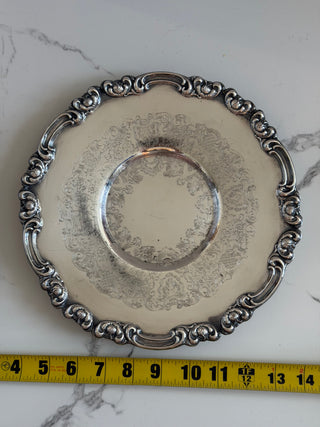 Vintage Sheffield Reproduction Silver-Plated Round Serving Tray