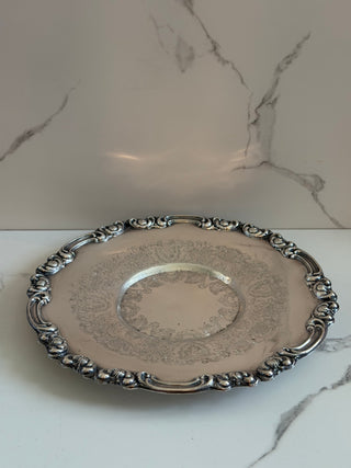 Vintage Sheffield Reproduction Silver-Plated Round Serving Tray