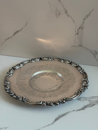 Vintage Sheffield Reproduction Silver-Plated Round Serving Tray