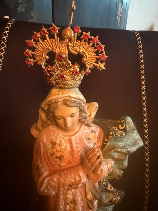 Hand Painted Multicolored Resin Our Lady of Assumption with crown 19"