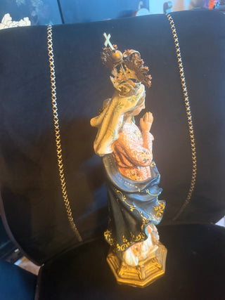 Hand Painted Multicolored Resin Our Lady of Assumption with crown 19"