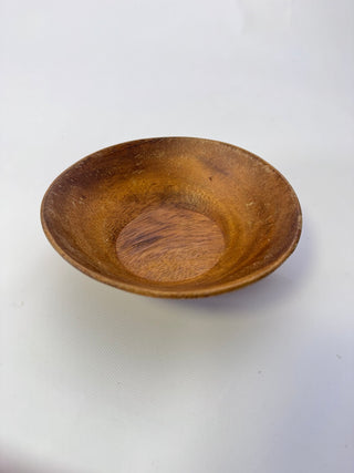 Set of 2 Small Round Wood Bowls Brown Grain Approx 6 Inch