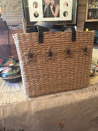 Straw floral Tote