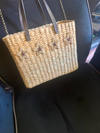 Straw floral Tote