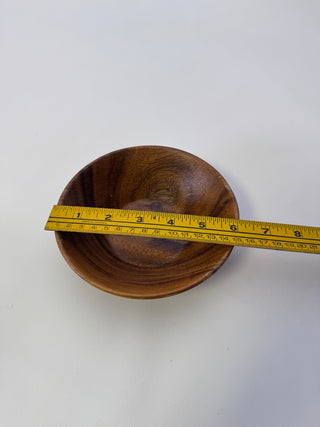 Set of 2 Small Round Wood Bowls Brown Grain Approx 6 Inch