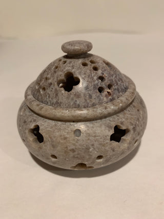2,5" carved soapstone incense w/lid
