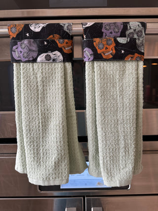 Hanging Kitchen Towel - Halloween Skulls