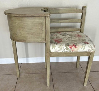 Vintage Telephone Bench with Floral Fabric